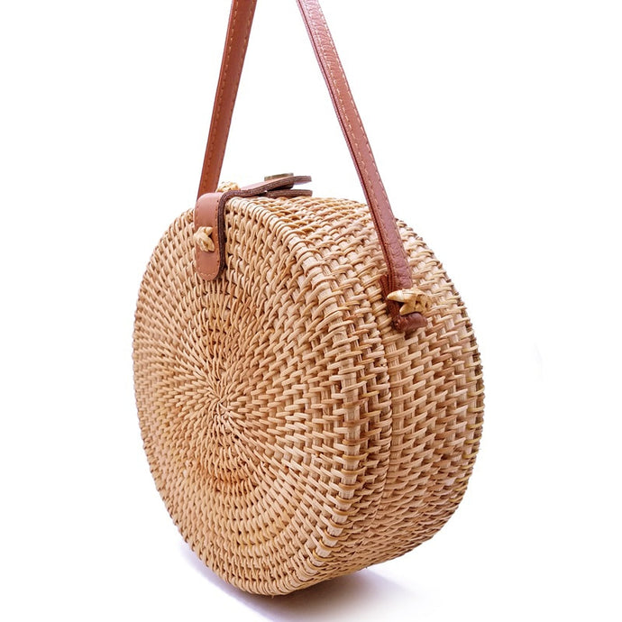Round Rattan Straw Bag
